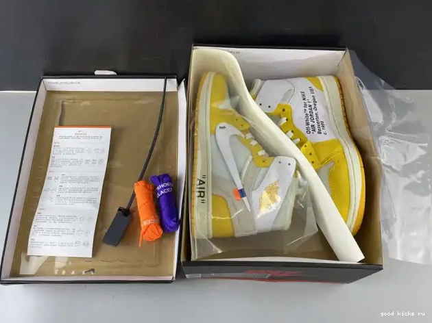 Rep x NRG Yellow-Cone Off-White Jordan Dark Powder Air 1 AQ0818-149 White 0423